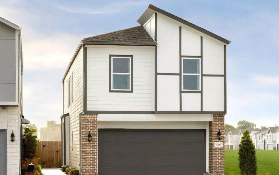 Front exterior of a new home in Cole Creek Crossing, Houston, TX, highlighting curb appeal (Image 1). Front exterior of a new home in Cole Creek Crossing, Houston, TX, highlighting curb appeal (Image 1).