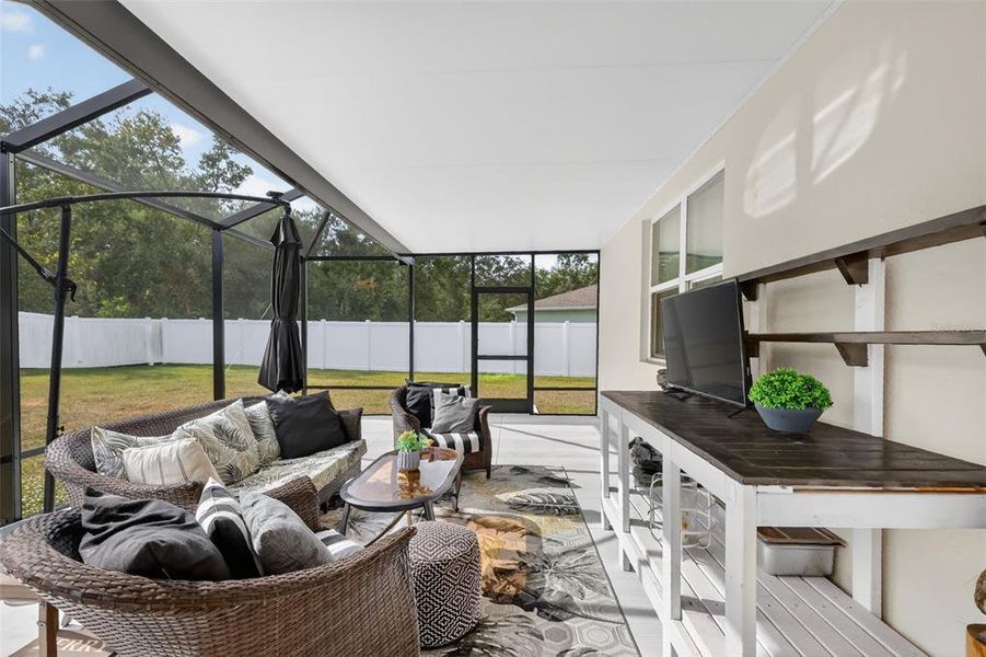 Exterior details and patio area of a home in Seasons at Spring Creek, Okahumpka (Image 25). Exterior details and patio area of a home in Seasons at Spring Creek, Okahumpka (Image 25).
