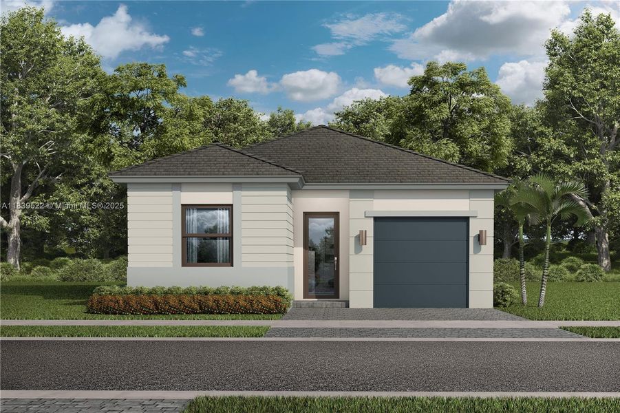 Front exterior of a new home in Arbor Estates, Miami, FL, highlighting curb appeal (Image 1).