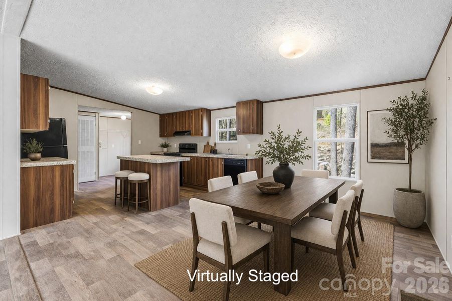 Virtually staged dining room Virtually staged dining room