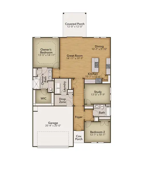 2D floor plan layout of this home in Coastal Club of the Carolinas, Calabash, NC (Image 4).