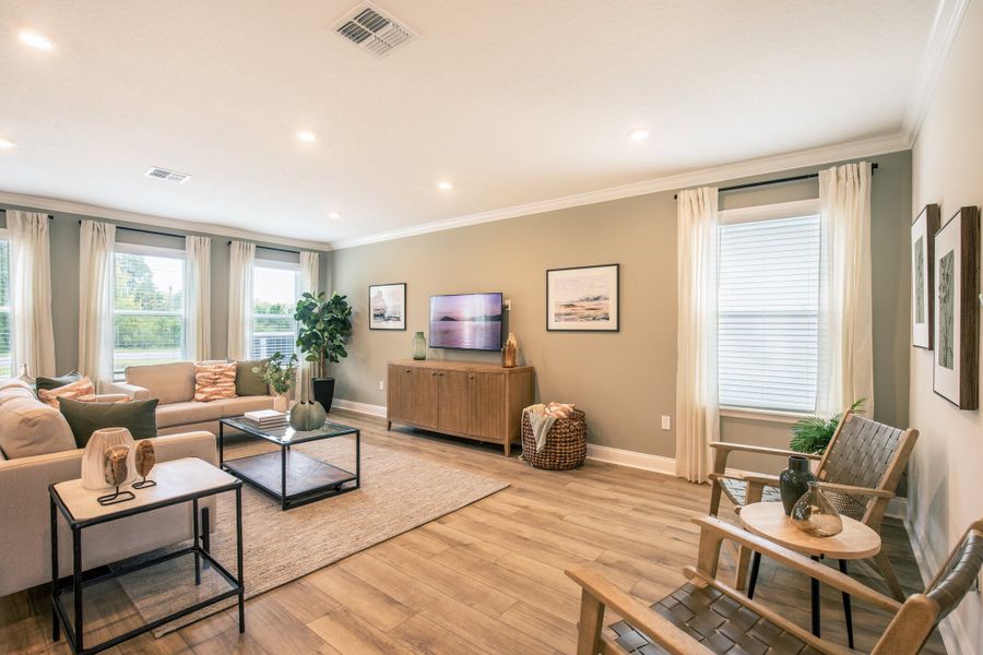 Furnished interior view inside a new home in Enclave At Seminole Palms, Palm Coast (Image 11). Furnished interior view inside a new home in Enclave At Seminole Palms, Palm Coast (Image 11).
