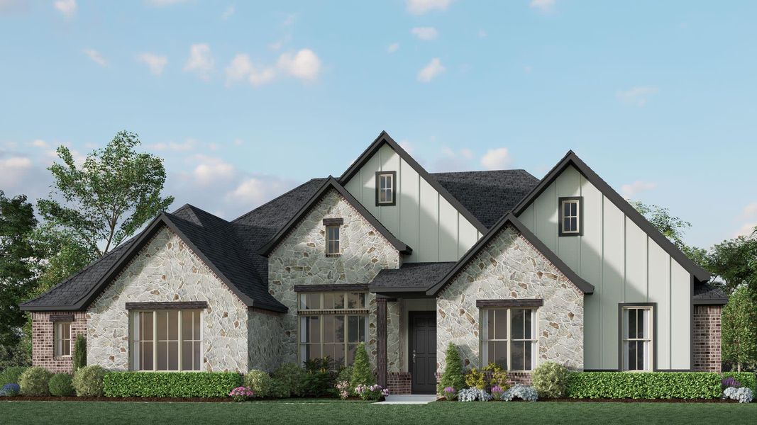 Elevation B With Stone | Concept 3009 at Mockingbird Hills – Premier Series in Joshua, TX by Landsea Homes