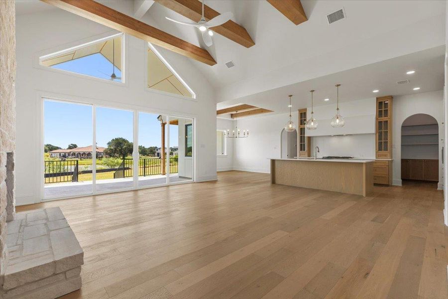 The home offers a spacious, open floor plan and lots of natural light, seamlessly blending the indoors with the surrounding Hill Country. The home offers a spacious, open floor plan and lots of natural light, seamlessly blending the indoors with the surrounding Hill Country.