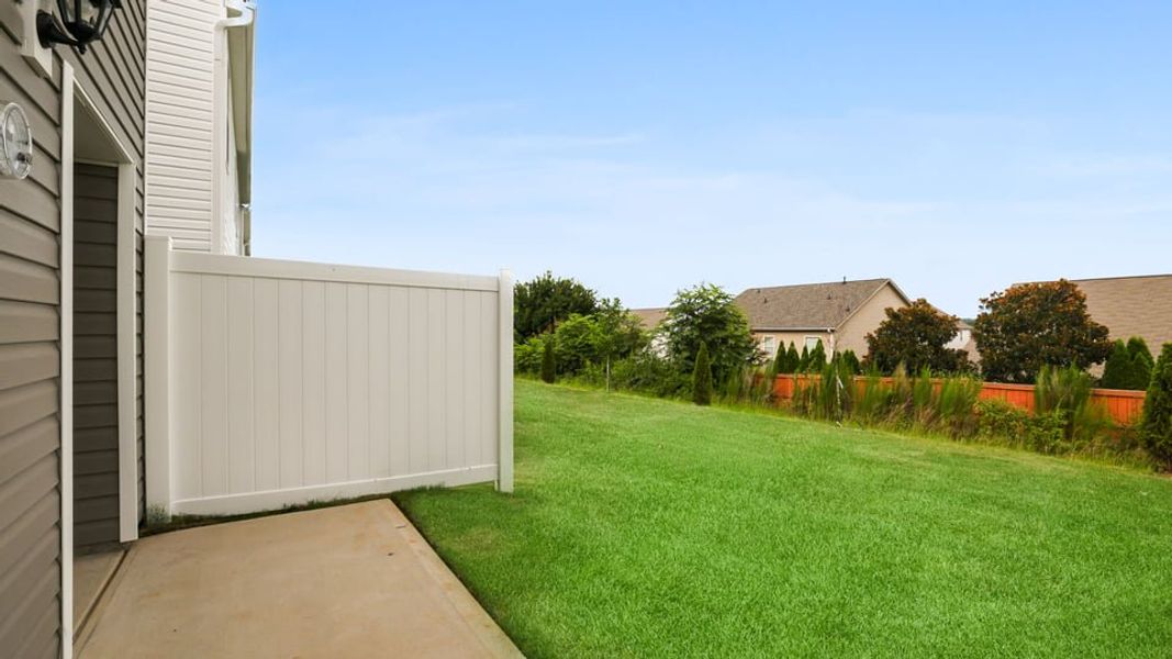 Exterior details and patio area of a home in Covington Village, Greer (Image 24).