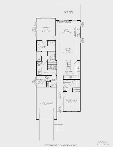 2D floor plan layout for the Rockaway by Epcon Communities in The Courtyards at Oak Grove, Durham, NC (Image 3).