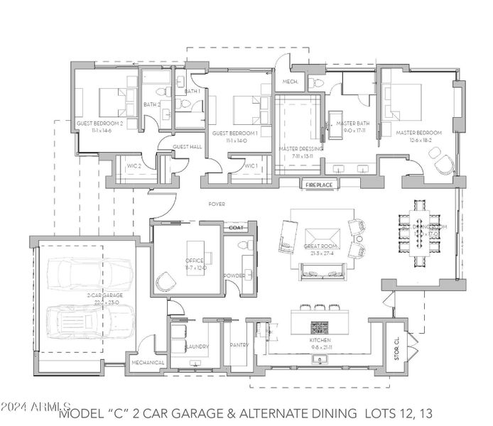 MODEL C 2 CAR + ALTERNATE DINING FLOOR P