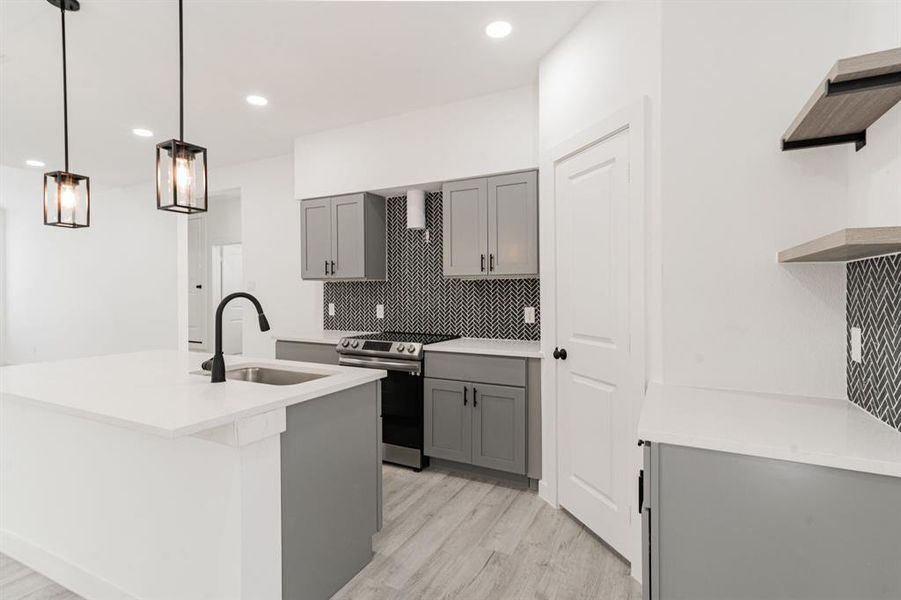 The venthood is in the process of being installed.