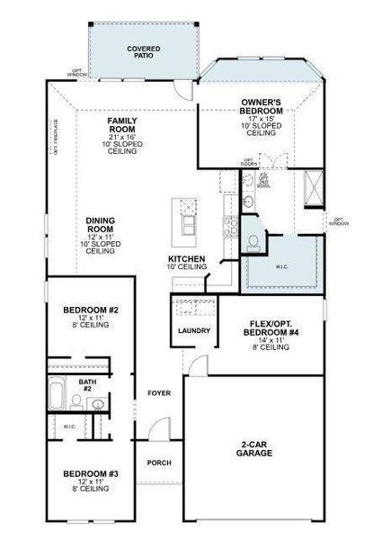 2D floor plan layout of this home in Sanderos, Fort Worth, TX (Image 3).