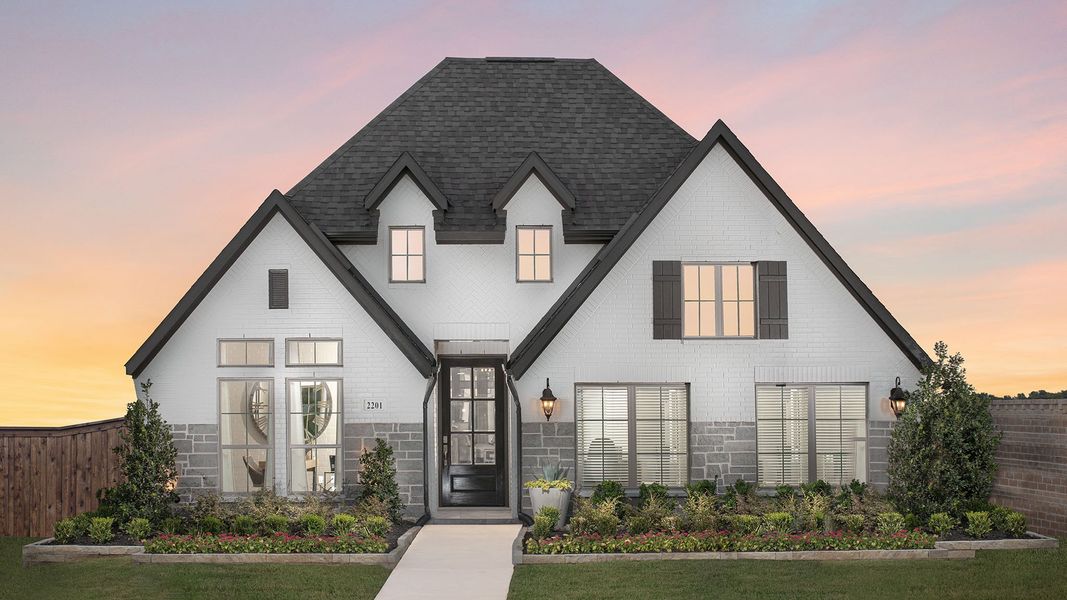 Front exterior of a new home in Sweetgrass, Haslet, TX, highlighting curb appeal (Image 17). Front exterior of a new home in Sweetgrass, Haslet, TX, highlighting curb appeal (Image 17).