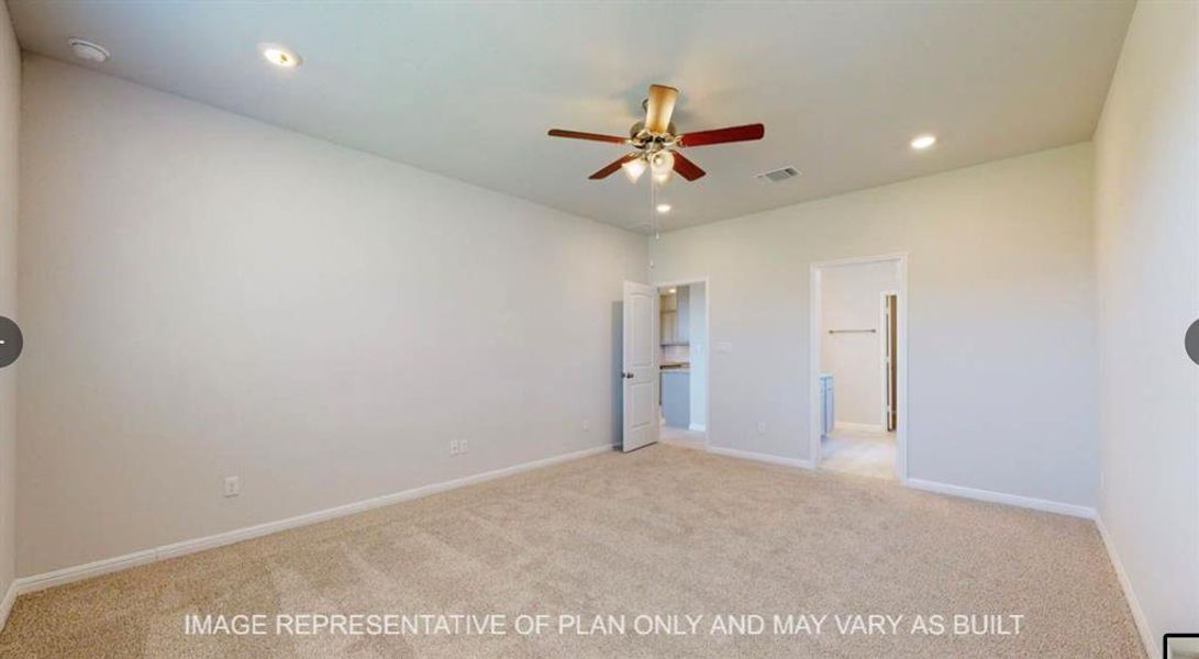 Unfurnished bedroom featuring recessed lighting, visible vents, light carpet, and baseboards Unfurnished bedroom featuring recessed lighting, visible vents, light carpet, and baseboards