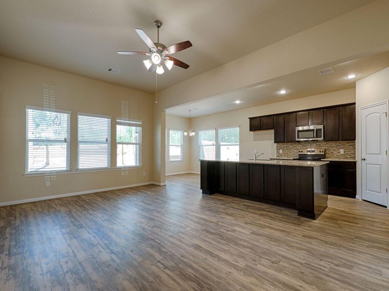 Gorgeous open floor plan. Representation Photos of the Maverick Plan. Actual Colors and Selections May Vary! Gorgeous open floor plan. Representation Photos of the Maverick Plan. Actual Colors and Selections May Vary!