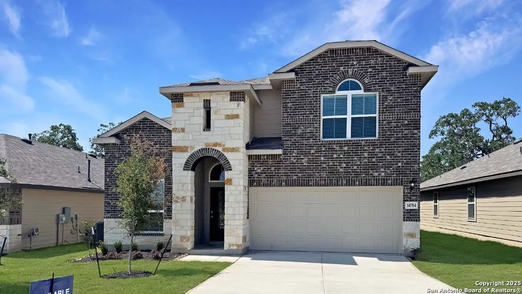 Front exterior of a new home in Riverstone at Westpointe, San Antonio, TX, highlighting curb appeal (Image 1). Front exterior of a new home in Riverstone at Westpointe, San Antonio, TX, highlighting curb appeal (Image 1).