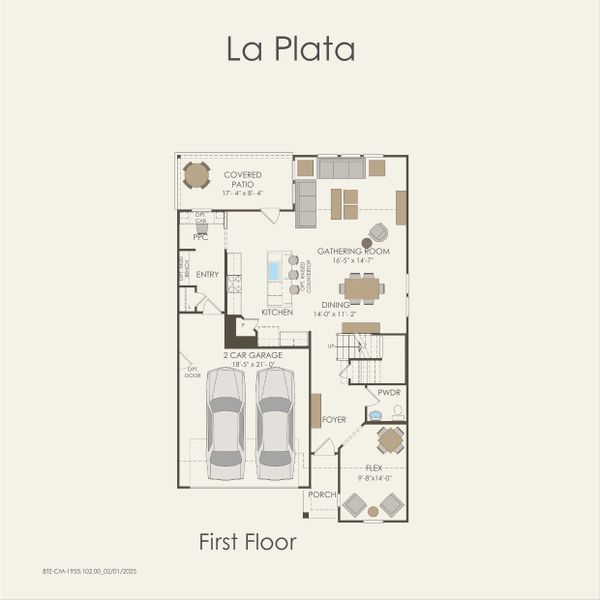 2D floor plan layout for the La Plata by Pulte Homes in Kuempel Farms, Pflugerville, TX (Image 3).