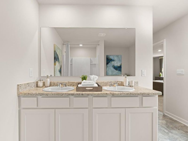 Furnished interior view inside a new home in Oaks at Cedar Grove, Fairburn (Image 23).