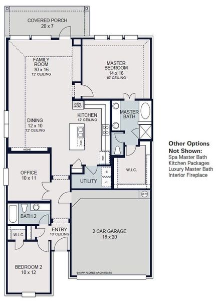 2D floor plan layout for the Salerno by Sitterle Homes in Nolte Farms, Seguin, TX (Image 3).