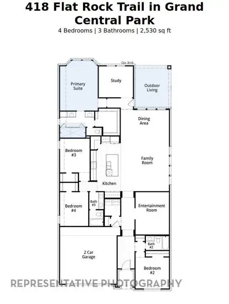 2D floor plan layout of this home in Grand Central Park: 55ft. lots, Conroe, TX (Image 2). 2D floor plan layout of this home in Grand Central Park: 55ft. lots, Conroe, TX (Image 2).