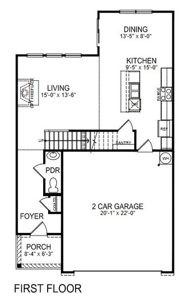 2D floor plan layout for the Edmon by D.R. Horton in Wallace Springs, Statesville, NC (Image 3). 2D floor plan layout for the Edmon by D.R. Horton in Wallace Springs, Statesville, NC (Image 3).