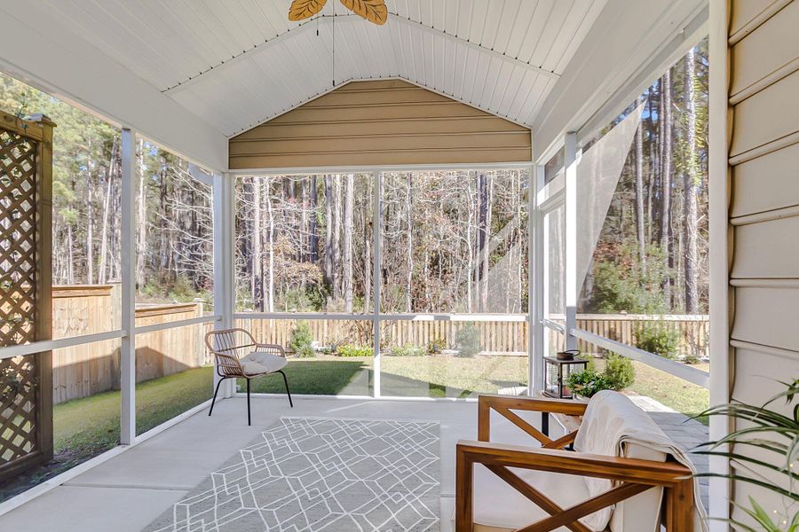 Exterior details and patio area of a home in Sweetgrass at Summers Corner: Arbor Collection, Summerville (Image 3).