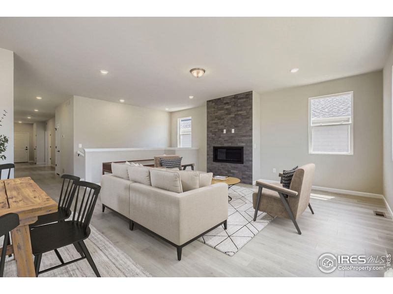 Floor to ceiling tile for the gas fireplace Floor to ceiling tile for the gas fireplace