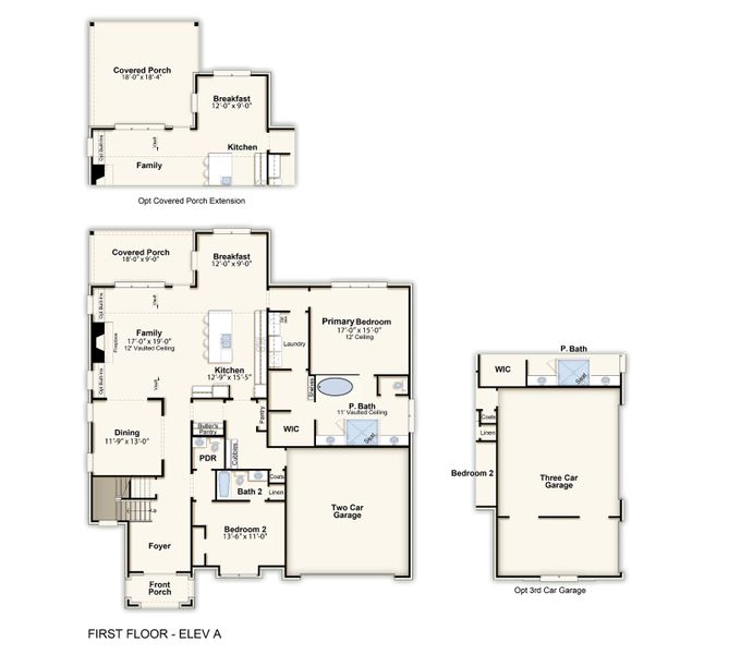 2D floor plan layout for the Chestnut by Grant & Co in White Oak, Arlington, TN (Image 3).
