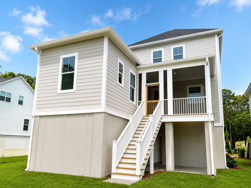 Exterior details and patio area of a home in Indigo Grove Single Family Homes, Johns Island (Image 4).