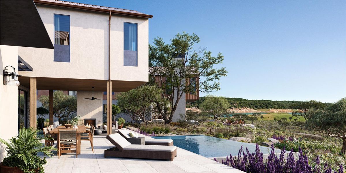 Front exterior of a new home in , Spicewood, TX, highlighting curb appeal (Image 19).