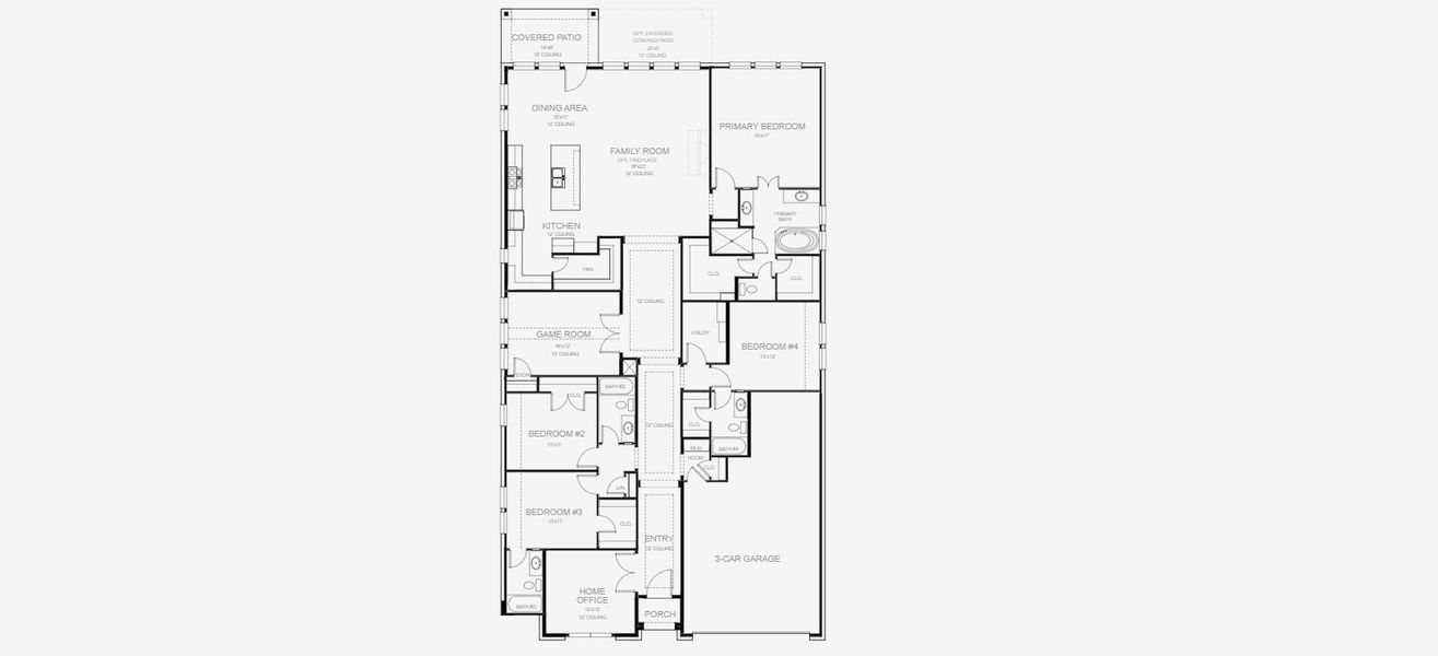 2D floor plan layout for the 2966M by Perry Homes in Lakes of Cane Island, Katy, TX (Image 3). 2D floor plan layout for the 2966M by Perry Homes in Lakes of Cane Island, Katy, TX (Image 3).