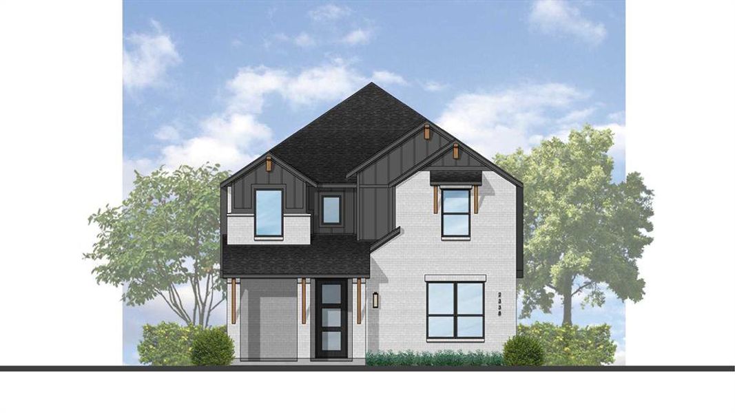 Front exterior of a new home in Indigo: 40ft. lots, Richmond, TX, highlighting curb appeal (Image 1). Front exterior of a new home in Indigo: 40ft. lots, Richmond, TX, highlighting curb appeal (Image 1).