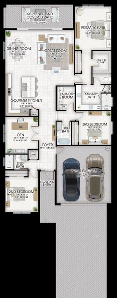 2D floor plan layout for the Skyline by GL Homes in Valencia Sky (55+), Naples, FL (Image 5).