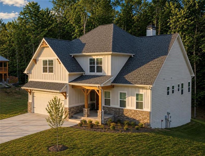 Front exterior of a new home in , Waleska, GA, highlighting curb appeal (Image 24). Front exterior of a new home in , Waleska, GA, highlighting curb appeal (Image 24).