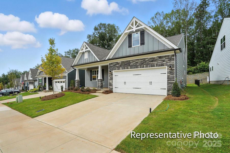 Front exterior of a new home in The Meadows at Laurelbrook, Sherrills Ford, NC, highlighting curb appeal (Image 22).