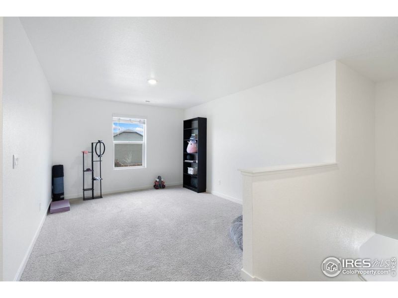 The loft area offers endless possibilities as a playroom, exercise room, or hobby space. The loft area offers endless possibilities as a playroom, exercise room, or hobby space.