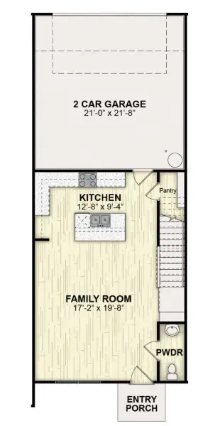 2D floor plan layout for the St Andrews by Rockwell Homes in Whaley Grove Townhomes, St. Cloud, FL (Image 3).
