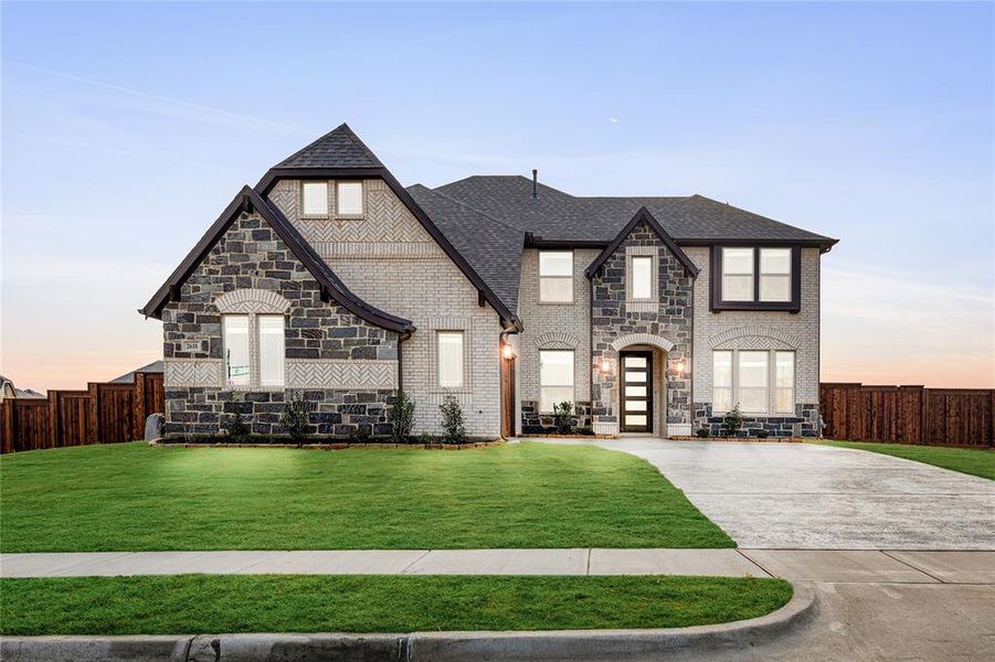 Front exterior of a new home in Somerset Classic 70s & 80s, Mansfield, TX, highlighting curb appeal (Image 1).