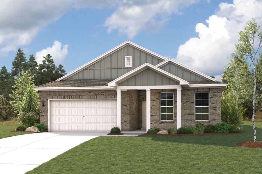 Representative exterior photo of a completed home built from the Geneva by Century Communities in Sanford Farms, Waller, TX (Image 1). Representative exterior photo of a completed home built from the Geneva by Century Communities in Sanford Farms, Waller, TX (Image 1).
