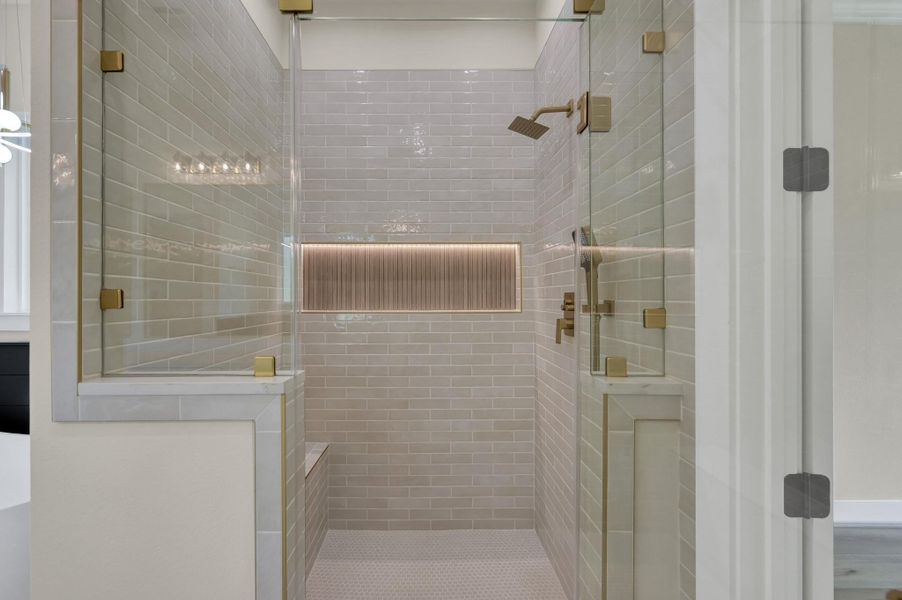 Large Walk-in Shower with Custom Lighting Large Walk-in Shower with Custom Lighting