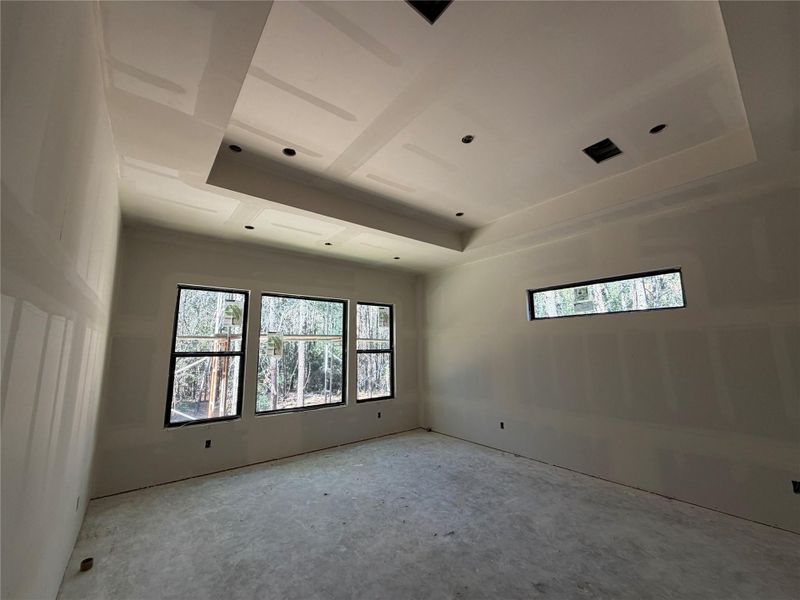 Primary Bedroom with great view of the wooded acreage homesite