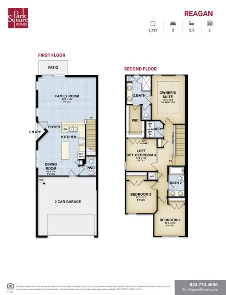 2D floor plan layout for the The Reagan by Park Square Residential in Townwalk at Babcock Ranch, Punta Gorda, FL (Image 3).