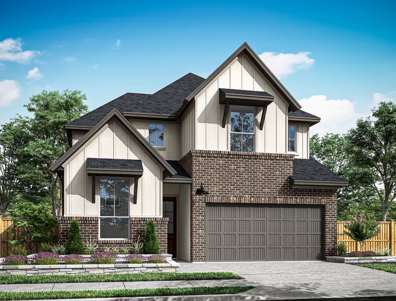 Representative exterior photo of a completed home built from the Whimbrel by Tri Pointe Homes in Lumen Collection At Evergrove, Richmond, TX (Image 22).