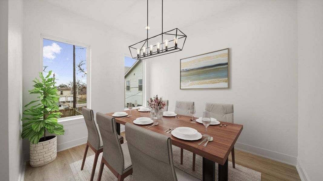 Virtually Staged: Incredible bonus space that is virtually staged as a dining room, could also make a fantastic home office.