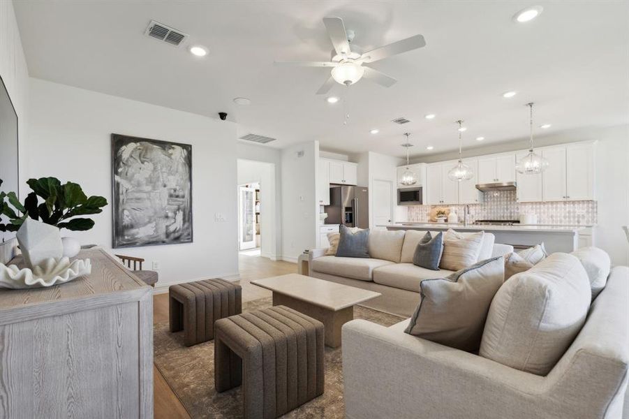 *Model Representation - Gathering room with view of main living areas