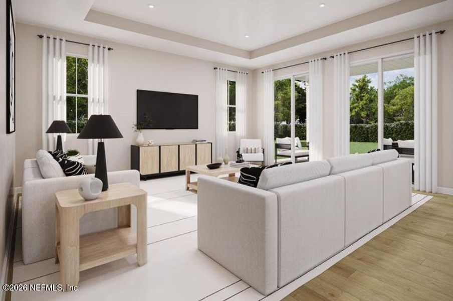 Furnished interior view inside a new home in Seminole Palms Single-Family Homes, Palm Coast (Image 2).