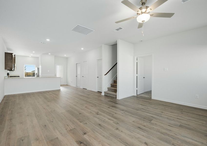 The first floor of the Driftwood has a wonderful, open-concept layout.