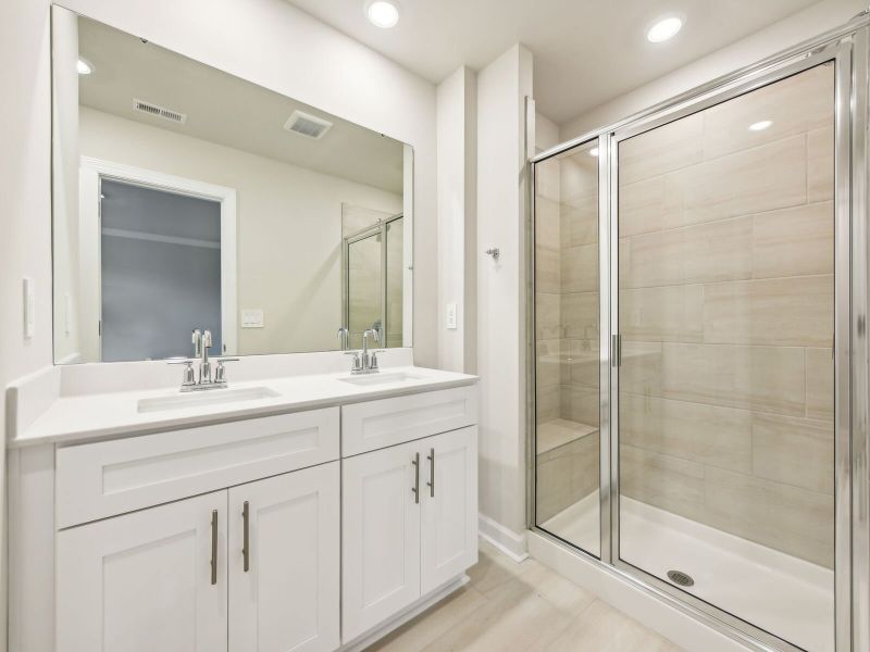 Ensuite primary bathroom features a spacious walk-in closet.