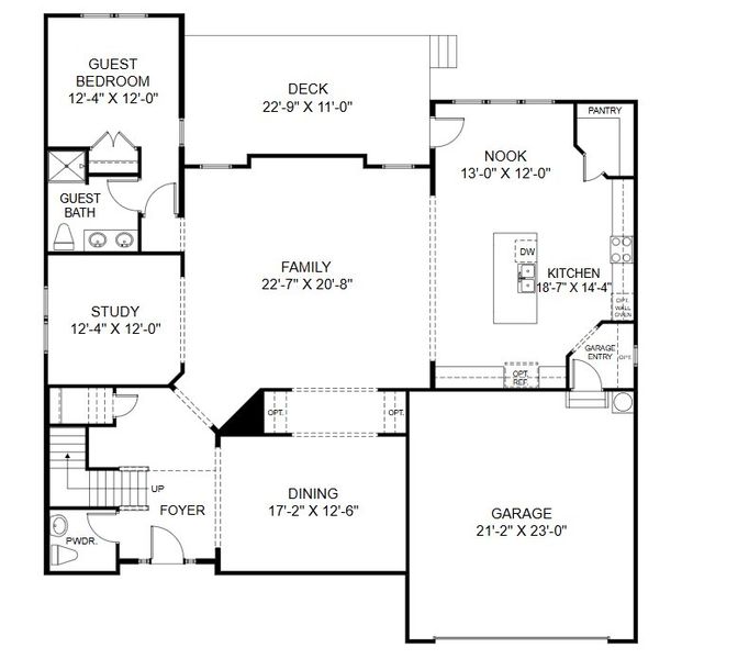 2D floor plan layout for the Buckingham by HHHunt Homes LLC in The Summit at Morgan Ridge, Chapel Hill, NC (Image 8). 2D floor plan layout for the Buckingham by HHHunt Homes LLC in The Summit at Morgan Ridge, Chapel Hill, NC (Image 8).