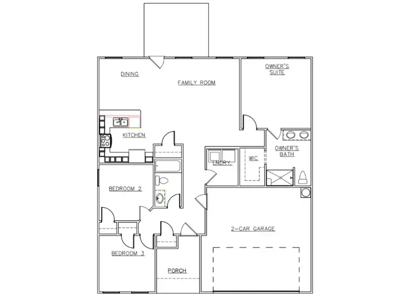 2D floor plan layout for the Poplar - Single Family Homes by Dream Finders Homes in The Villages at Harris Creek, West Point, GA (Image 3).