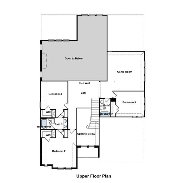 2D floor plan layout for the Kennedy by GFO Home in Sweetgrass, Haslet, TX (Image 4). 2D floor plan layout for the Kennedy by GFO Home in Sweetgrass, Haslet, TX (Image 4).