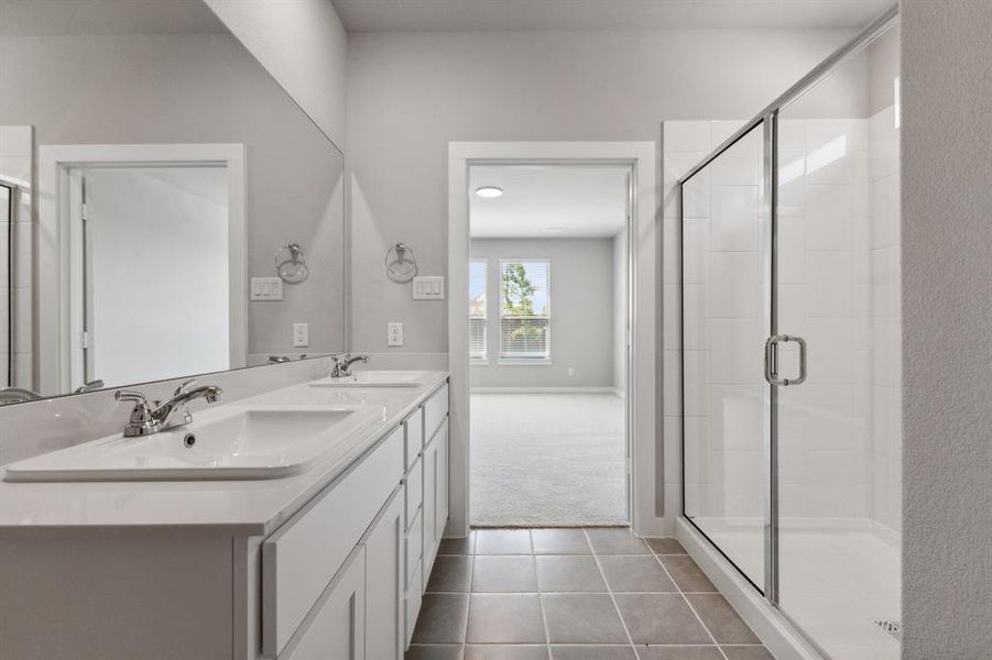 Primary Bathroom in the Masters home plan by Trophy Signature Homes – REPRESENTATIVE PHOTO Primary Bathroom in the Masters home plan by Trophy Signature Homes – REPRESENTATIVE PHOTO