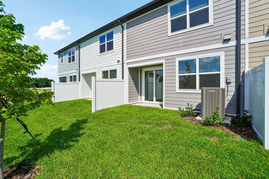 Spacious backyard with privacy fence